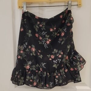 Floral Black Skirt NWT